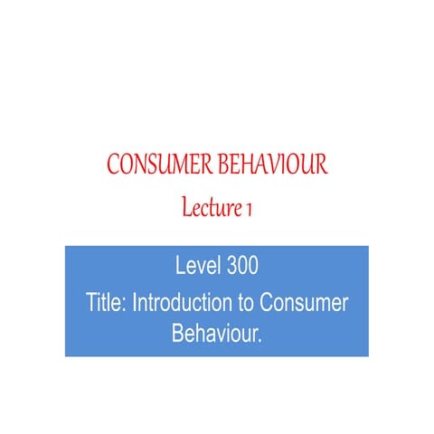 Consumer behaviour 1