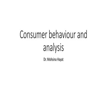 Consumer behaviour and anaylsis of demand