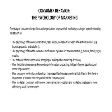 Consumer behaviour decision process