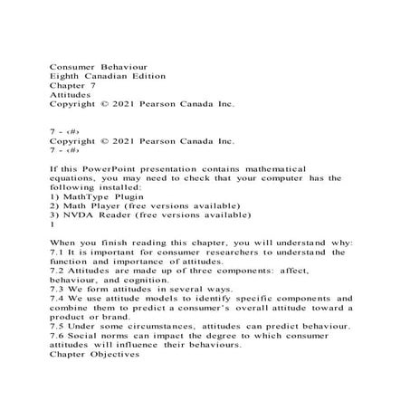 Consumer BehaviourEighth Canadian EditionChapter 7Attitude