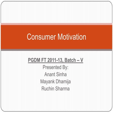 Consumer behaviour team motivation