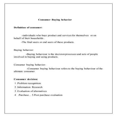 Consumer buying behaviour