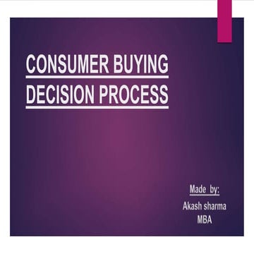 Consumer buying decision process