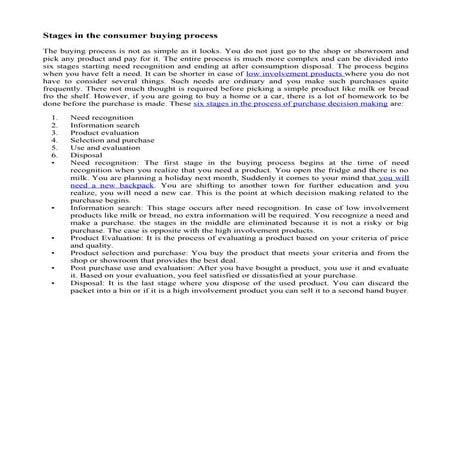 Consumer buying process stages | DOC