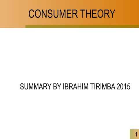 Consumer choice by Dr. Tirimba Ibrahim