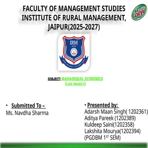 Analyzing Consumer Demand Factors for Mountain Dew: A Managerial ...