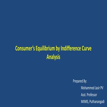 Consumer Equilibrium by Indifference Curve Analysis