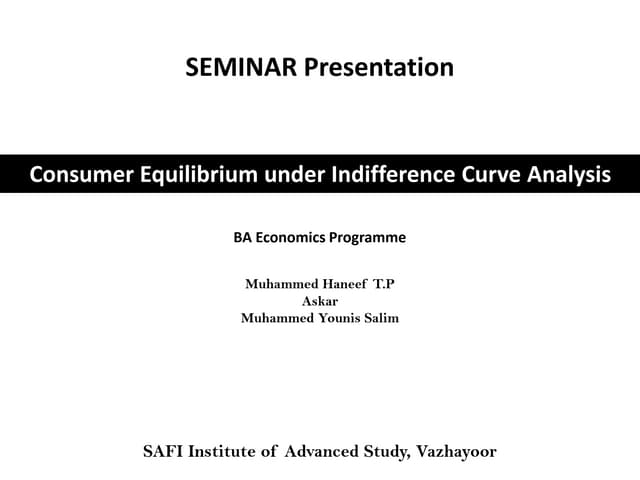 Consumer equilibrium under indifference curve analysis
