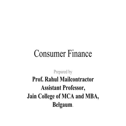 Consumer finance ppt