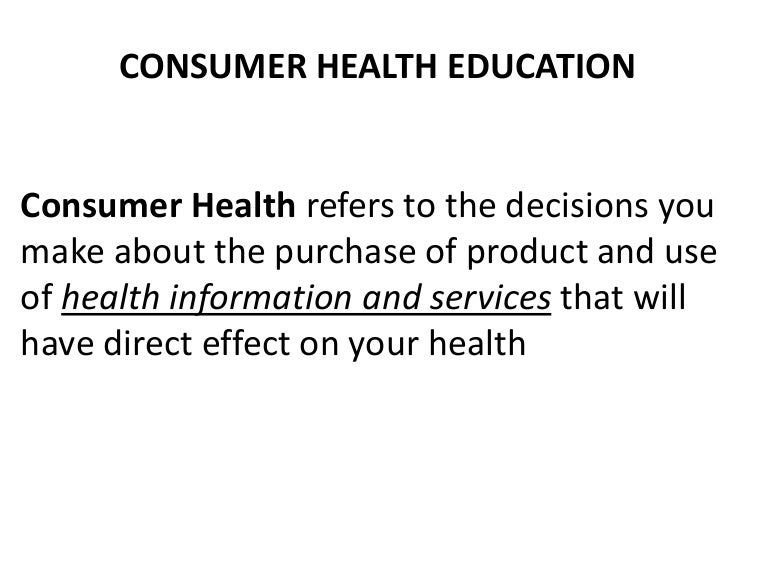 Consumer Health Education (MAPEH)