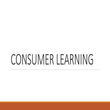 Consumer learning