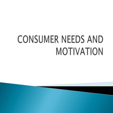 Consumer Needs & Motivation one the important detriment to understand scope o...