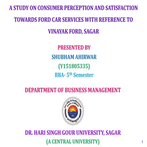 Consumer perception and satisfaction towards ford car services