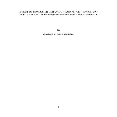 EFFECT OF CONSUMER BEHAVIOUR AND PERCEPTION ON CAR PURCHASE DECISION 