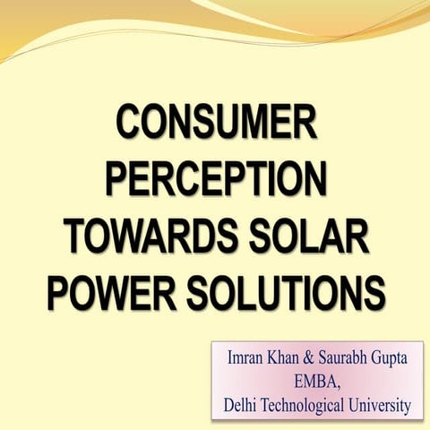 Consumer perception towards solar products