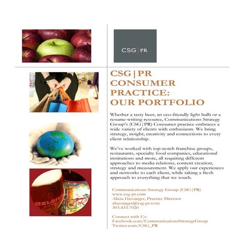 CSG|PR Consumer Practice Portfolio