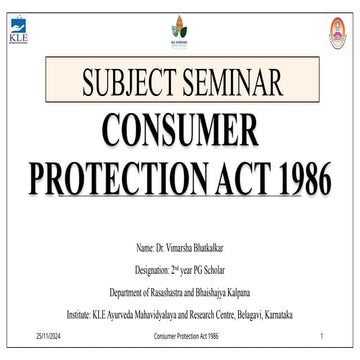 Consumer Protection Act by Dr. Vimarsha Bhatkalkar.pptx