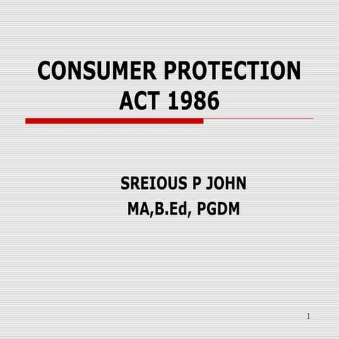 CONSUMER PROTECTION ACT 1986