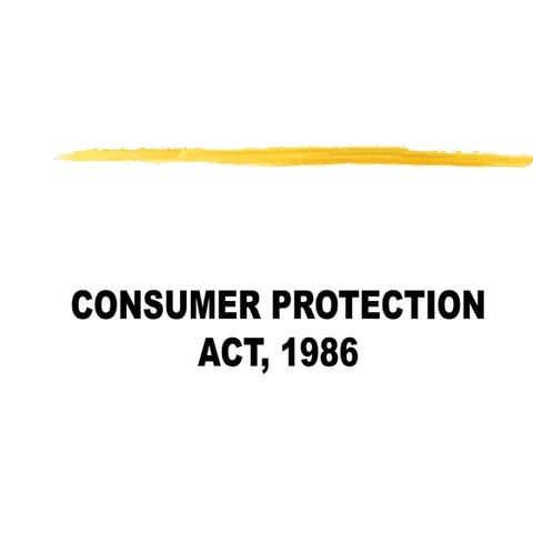 Consumer protection act, 1986