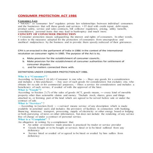 Consumer protection act 1986