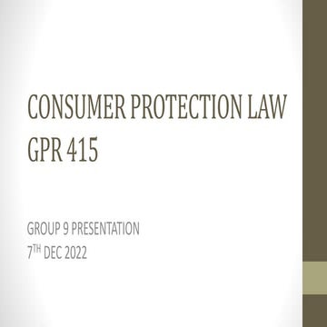 Australian Consumer Law | PPTX