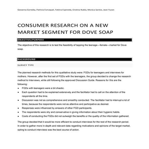 Consumer research dove