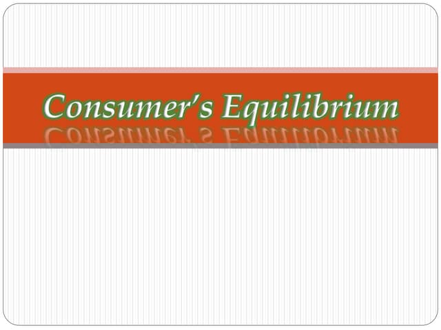 Consumer's equilibrium