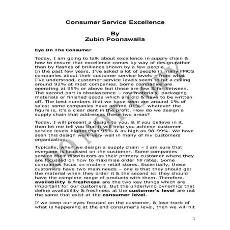 Consumer Service Excellence