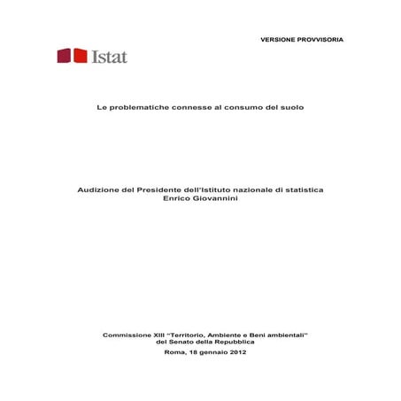 Consumo del suolo   23 gen-2012 - testo dell'audizione