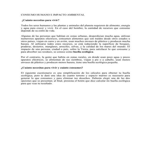 Consumo humano e impacto ambiental