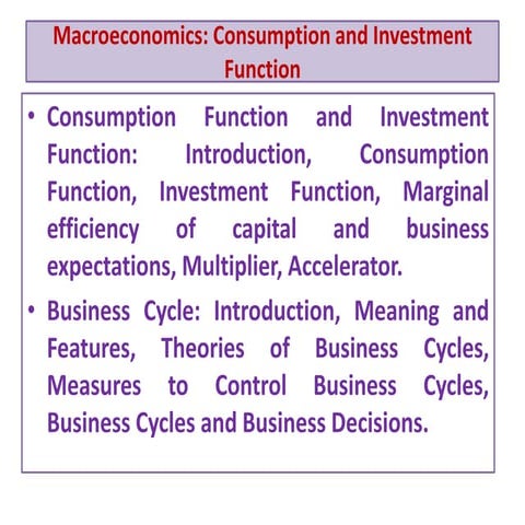 Consumption and investment function