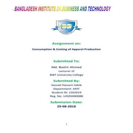 Consumption & costing of Apparels