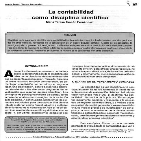 Contabilidad como disciplina científica