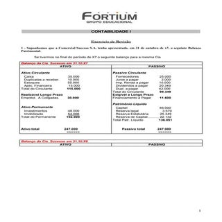 Contabilidade exercicios revisao