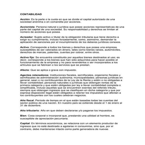 Glosario de términos contables y tributarios | PDF