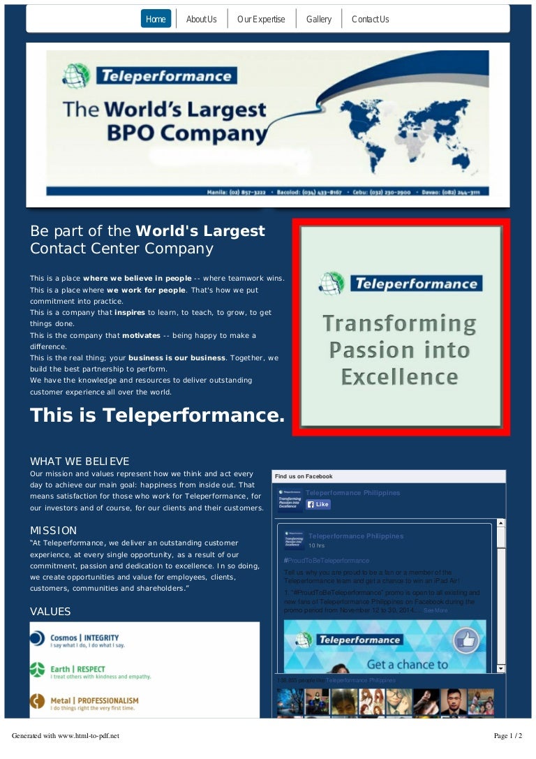 Contact Center Company - Teleperformance Philippines