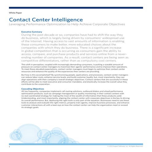 Contact Center Intelligence