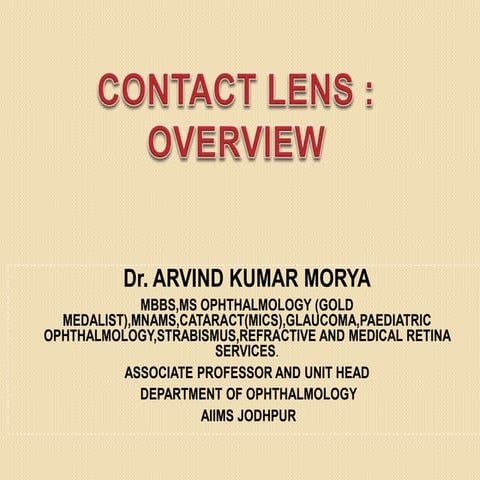 Contact lenses in Ophthalmology