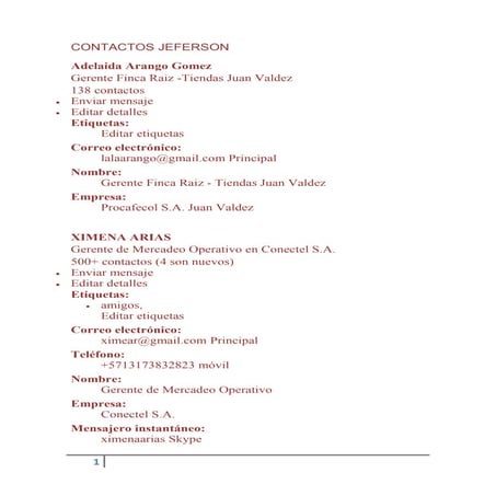 Contactos jeferson perfiles profesionales y laborales.