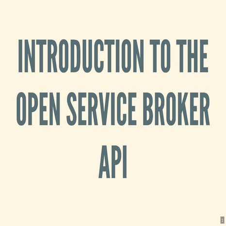 Introduction to the Open Service Broker API