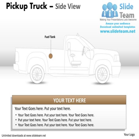 Container pickup brown truck side view power point slides and ppt diagram tem...