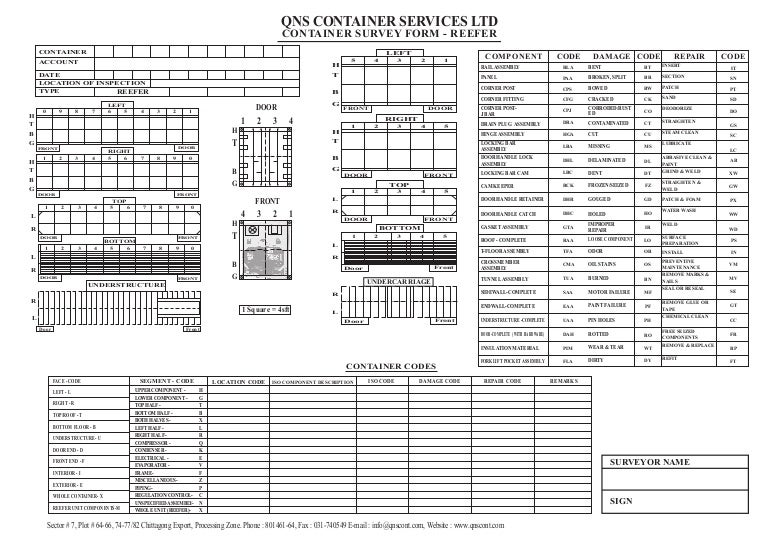container survey format reefer form container