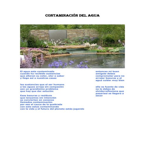 Contaminación del agua  versos sobre la contaminacion