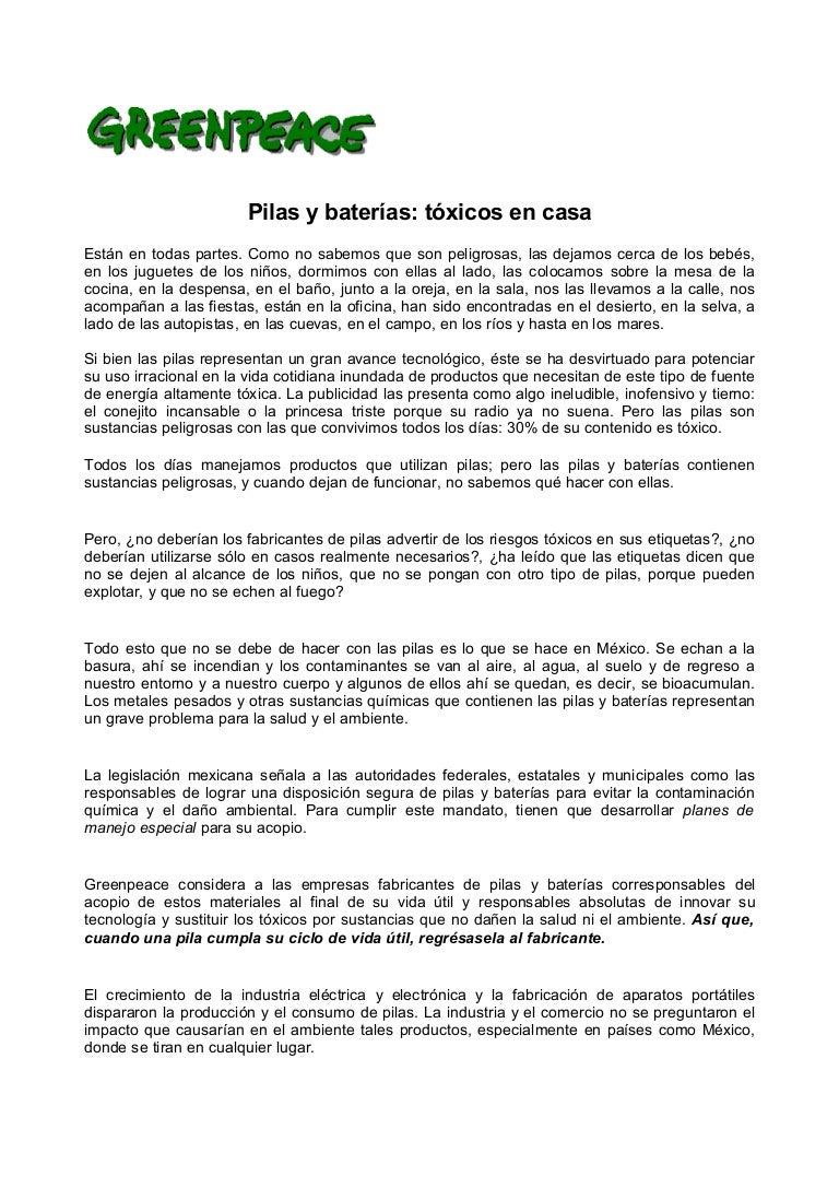 Contaminación Por Pilas Y Baterías