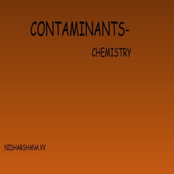 CONTAMINANTS CHEMISTRY contains the basic