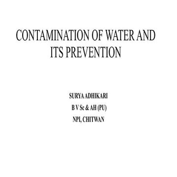 Contamination of water and its prevention