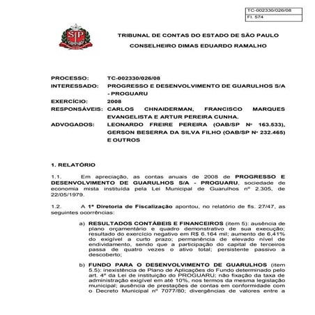 Contas irregulares da proguarú   multa