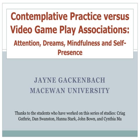 Contemplative practice versus video game play associations | PPTX