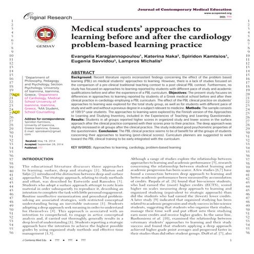 Medical students’ approaches to learning before and after the cardiology prob...