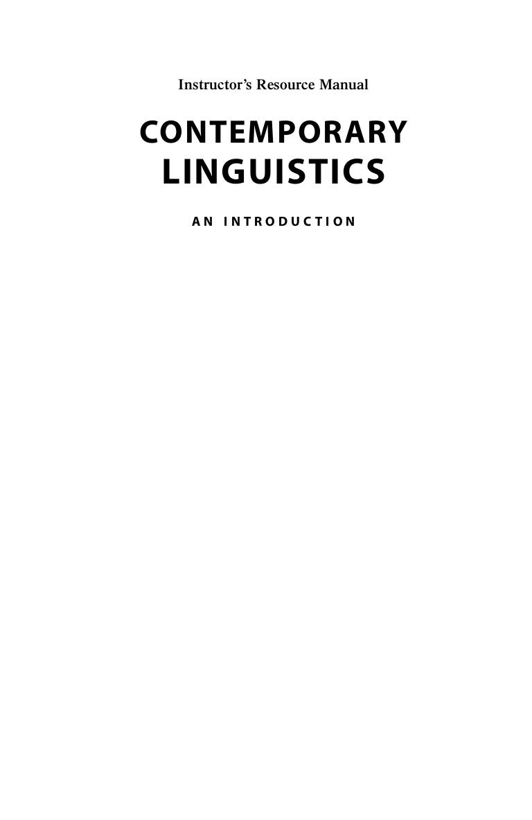 Contemporary Linguistics 6th Edition Ogrady Solutions Manual